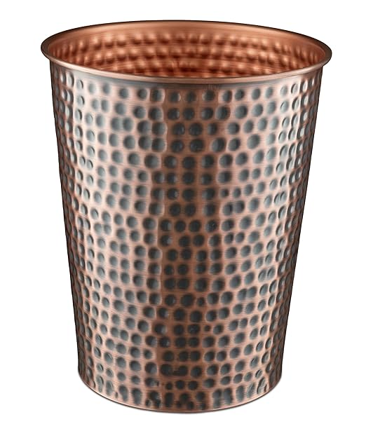 Monarch Abode Handcrafted Metal Wastebasket Trash Can for Home Office Bedroom, Decorative Wastebasket, Modern Bathroom Decor, Durable, Hand Hammered, Antique Copper Finish