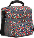 FlowFly Double Layer Cooler Insulated Lunch Bag Adult Lunch Box Large Tote Bag for Men, Women, With Adjustable Strap,Front Pocket and Dual Large Mesh Side Pockets