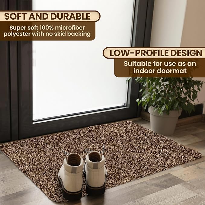 Premium Microfiber Indoor Door Mat – 24"x36" Washable Entry Mat, Non-Slip, Waterproof Backing, Super Absorbent, Low Profile Entryway Doormat for Indoor Entrance