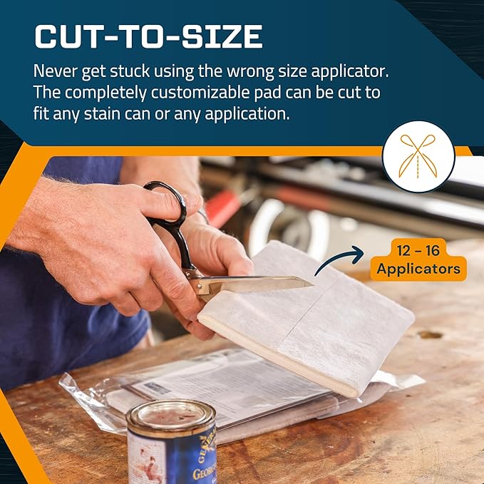 MāKRS Stain Pad, Cut-to-Size Staining Pads, 2-Pack, Lint, Snag, Streak-Free Applicator, Micro Brush Material, Wood Stains and Oil Based Finishes, Easy to Use with Consistent Application