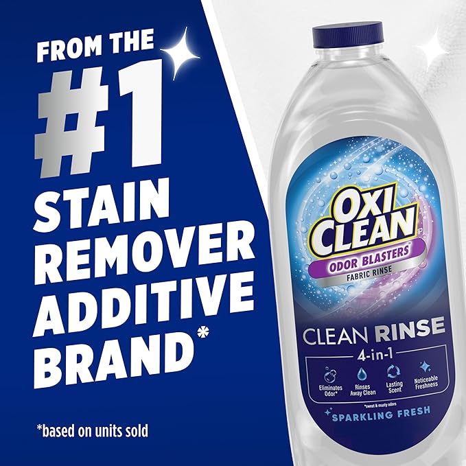 OxiClean Odor Blasters Fabric Rinse, 4-in-1 Clean Rinse Formula, Laundry Additive and Odor Eliminator for Sweat and Musty Odors, Sparkling Fresh Scent, 50 fl oz