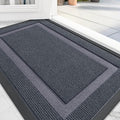 OLANLY Front Door Mat Indoor Outdoor Entrance, Waterproof All-Season, All-Weather Doormat, Sturdy Natural Rubber, Fade Resistant, Low Profile, Easy Clean Patio Porch Entryway Mat, 59x20, Light Grey