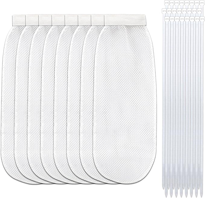 32-Piece Lint Trap and Cable Ties Set for Washing Machine, Includes 8 Nylon Mesh Lint Traps and 24 Cable Ties, Easy and Effective Lint Filtration (White)