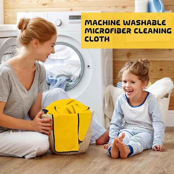 Tallew 60 Pcs Microfiber Towels 16 Inch x 16 Inch Microfiber Cloth Car Drying Towels for Cars Washing Polishing Office Windows Cleaning Household Supplies (Yellow)