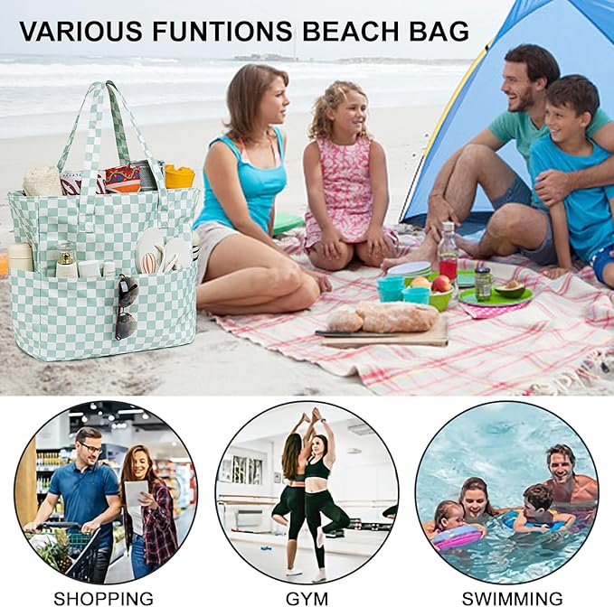 Beach Pool Bags Tote for Women Ladies Large Gym Tote Carry On Bag With Wet Compartment for Weekender Travel Waterproof