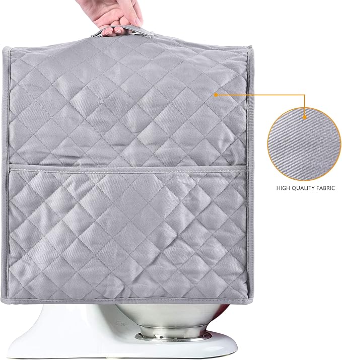 Stand Mixer Cover compatible with Kitchenaid Mixer, Fits All Tilt Head & Bowl Lift Models,Pure Cottot,Fine, Soft, Not Easy to Fade, Not Easy To Pilling (Grey, Fits for 6-8 Quart)