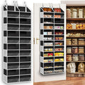 Over The Door Organizer 6 Tiers, Extra Large Behind Door Storage of 12 Compartments, 80 lbs Weight Capacity Hanging Storage Organizer with Clear Window Kids Toys, Shoes, Diapers, Room Storage,Black