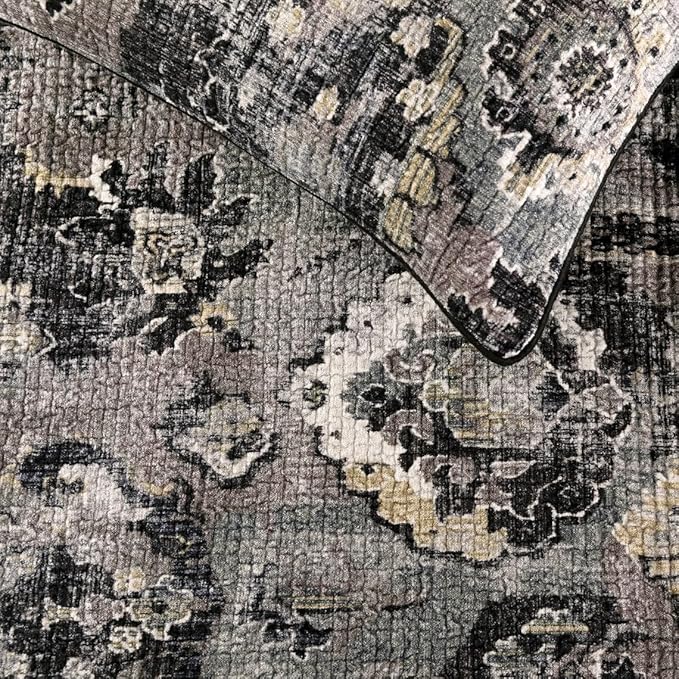 The HomeCentric Designer Black & Grey King 90 x 18 inch Bed Runner with Pillow Cover Set, Velvet Damask with Tassels Bed Scarf, Abstract Modern - Paved Damask