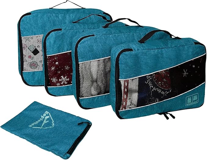 5 Set Packing Cubes for Travel Large Suitcase Luggage Organizer Bags Travel Accessories Vacation 4 Cubes 1 Laundry Pouch Bag