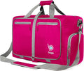 Bago Foldable Duffel Bags for Traveling Women & Men - 40L Sports Packable Duffle Bag for Travel with Shoe Compartment - Water Repellant, Heavy Duty, Lightweight Folding & Collapsible (Pink)