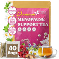 FreshDrinkUS, 40 Tea Bags - Menopause Support Herbal Tea – Soothing Blend with Rhubarb, Hibiscus, Valerian, Passiflora, Ashwagandha, Fennel & Chamomile, Caffeine-Free, Vegan, Non-GMO