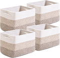 Small Storage Baskets for Organizing Shelves, Woven Cotton Rope Basket for Storage, Cute Rectangular Book Toy Baskets, 12.7"×9.1"×7.9", 4 Packs, Gradient Brown