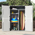 Aoxun 64 Cu.Ft Outdoor Storage Shed with Shelving Kit and Floor, Waterproof Horizontal Resin Cabinet for Trash Cans, Lawn Mowers, Generators, and Garden Tools