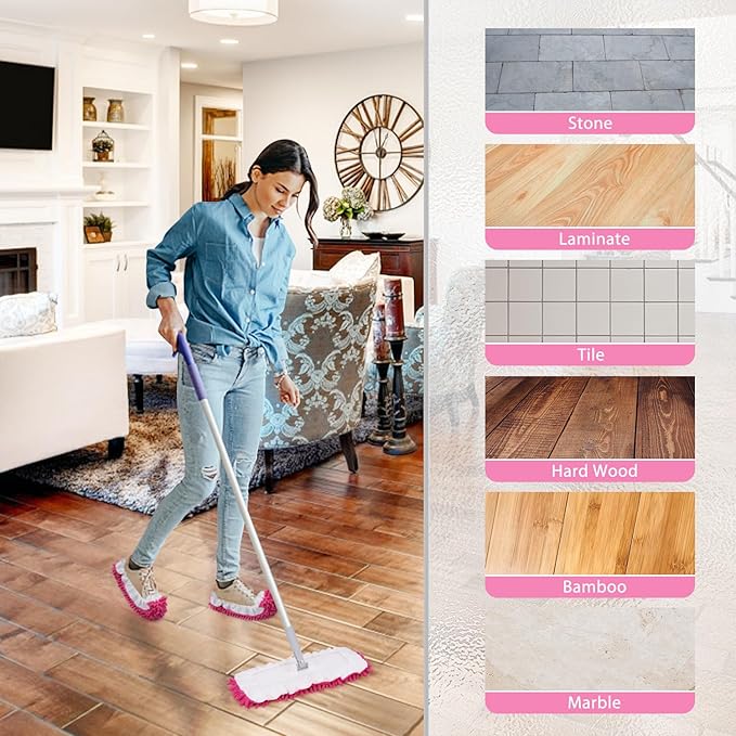 8 Pcs Mop Slippers Socks Floor Cleaning,Microfiber Shoe Covers dust Washable Reusable for Woman Man House Kitchen (Rose)