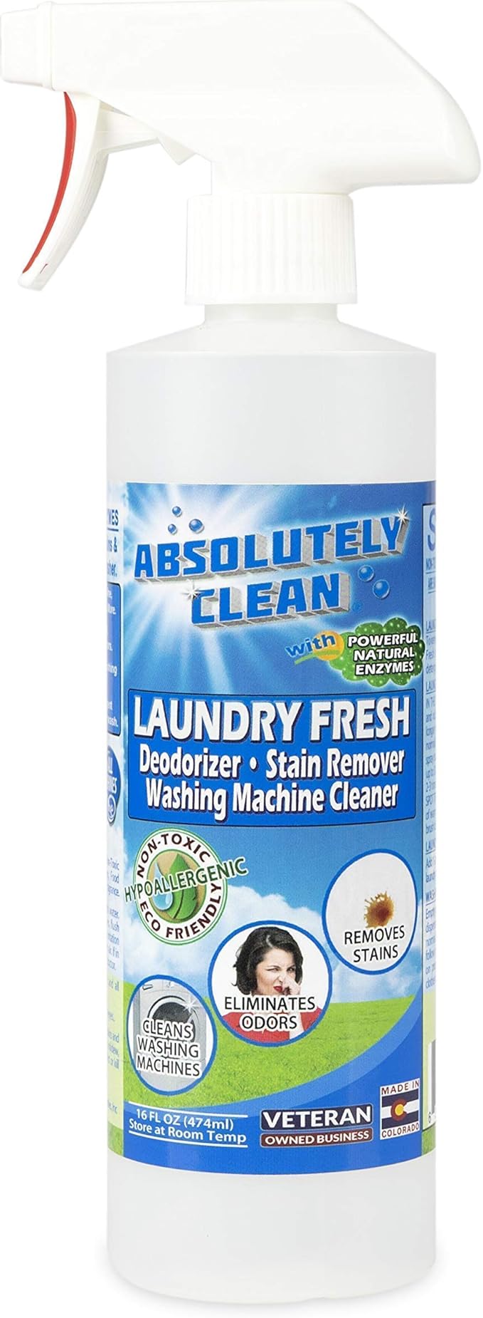 Absolutely Clean Amazing Laundry detergent liquid Stain and Odor Remover, Naturally Based Formula (USA Made)