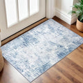 IOHOUZE Small Abstract Area Rug 2x3 Ft Entryway Rugs Washable Door Mat Indoor Entrance, Rubber Backed Throw Rugs, Printed Non Slip Floor Carpet for Foyer Front Door Sink, Light Blue White