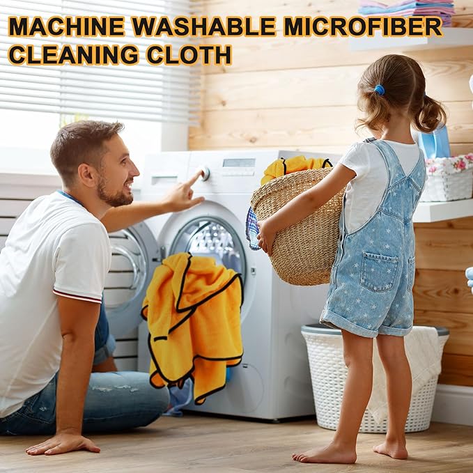 Tallew 80 Pcs Microfiber Towels 16 Inch x 16 Inch Microfiber Cloth Car Drying Towels for Cars Washing Polishing Office Windows Cleaning Household Supplies (Yellow)