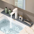 Stone Drying Mat for Kitchen Counter, Faucet Mat for Kitchen Sink, Diatomite Quick Drying Tray, Faucet Splash Guard for Bathroom Counter, Kitchen Drying Mat (DARK GREY, 23.6 * 4")