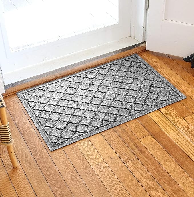 WaterHog Heavy Duty Doorway Mat, 2' x 3', Made in USA, Durable & Skid-Resistant Entryway Mat, Water-Trapping, Indoor/Outdoor Decorative Floor Covering, Cordova Collection, Medium Grey
