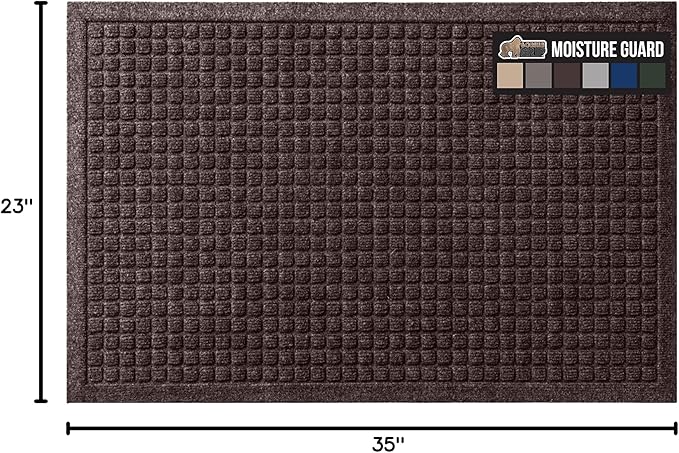 GORILLA GRIP Front Door Mat, 35x23, Indoor Outdoor Ultra Absorbent HydroAbsorb Doormat, Absorbs Up to 5.7 Cups of Water, Stain and Fade Resistant, Rubber Backing Doormats, Captures Dirt, Coffee