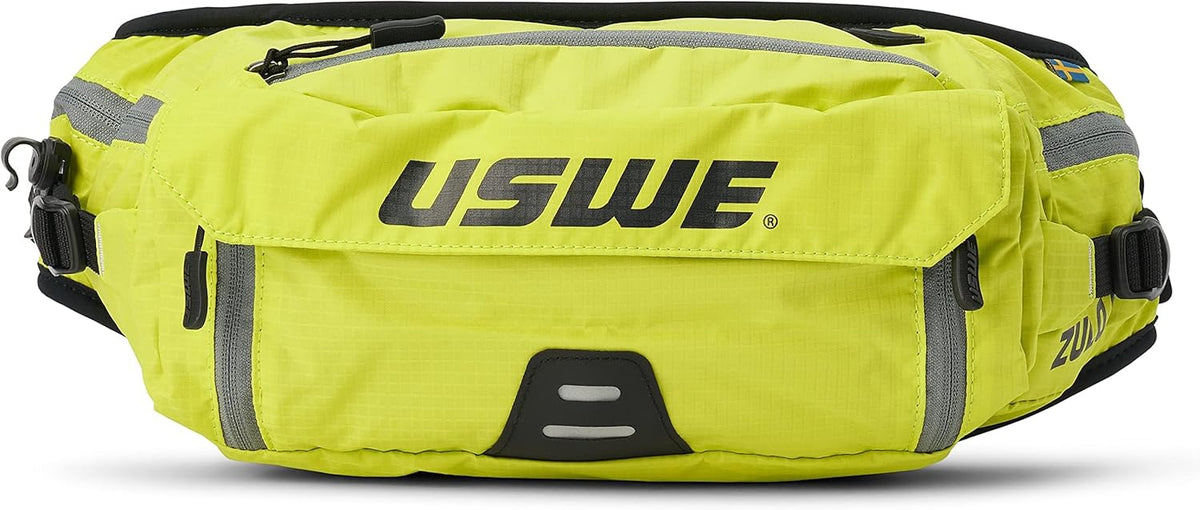 USWE Zulo Hydration Hip Pack - with Organizer and Side Pockets, Bounce Free Hip Belt (Crazy Yellow, 6L)