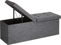 SONGMICS MAZIE Collection - 43 Inches Storage Ottoman, Foldable Storage Bench with Flipping Lid, 660 lb Load Capacity, for Entryway, Living Room, Bedroom, Dark Gray ULSF76GYZ