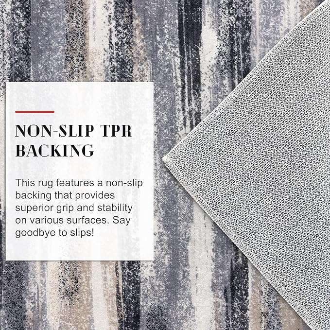 Modern Abstract Small Area Rug Indoor 3x5 Washable Rug Non-Slip Soft Entryway Rug Grey Black Multi Kitchen Mats Thin Print Faux Wool Floor Carpet Throw Rugs for Entrance Bedroom Home Decor