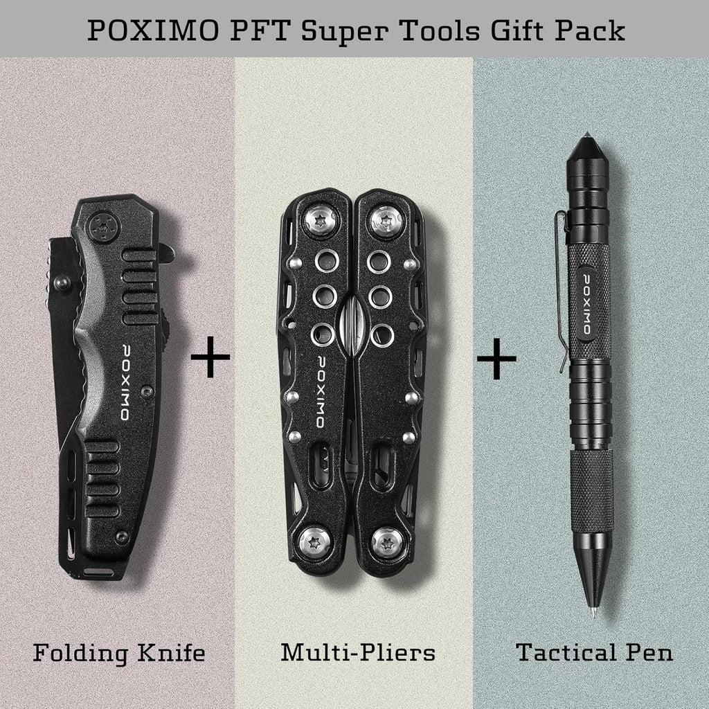 Multitool Gift Set for Men Dad Him, 3-in-1 EDC Survival Kit with 14 in1 Multi-Pliers, Pocket Knife & Tactical Pen | Premium Military-Grade Multi Tools for Camping, Car, Father’s Day, Dad Gifts