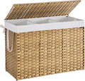 SONGMICS Laundry Hamper with Lid, 52.8 Gallon (200 L) Synthetic Rattan Clothes Laundry Basket with Lid and Handles, Foldable, Removable Liner, Goose Yellow ULCB320Y01