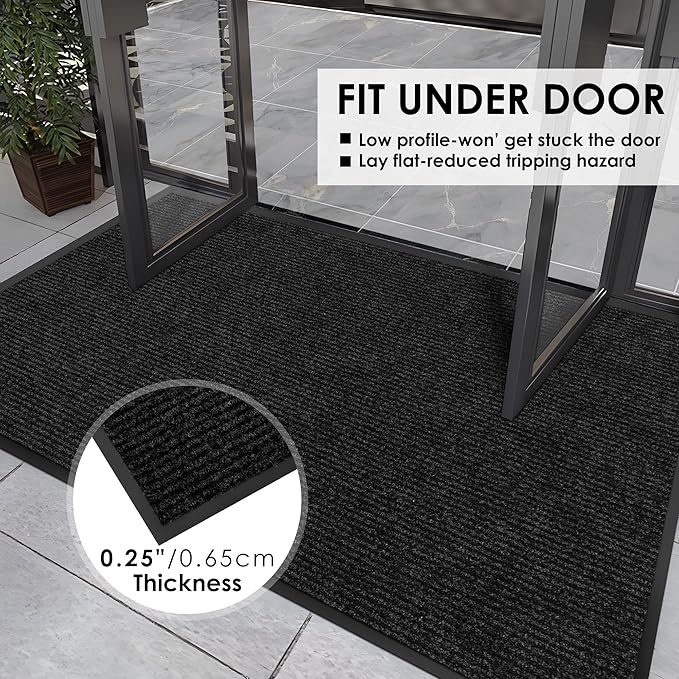2′ x 14′ Front Door Mat Indoor Outdoor Entrance, Commercial Floor Mat Heavy Duty Dirt Trapper Entryway Doormat, Custom Size Non Slip Rubber Backing Welcome mat, Door Mat for High Traffic Area