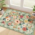 DUKINO 2x3 Rugs for Entryway, Floral Indoor Washable Front Door Mat, Non Slip Boho Small Carpet, Soft Low Pile Throw Rug for Entrance, Bedroom, Kitchen, Laundry, Bathroom, Green