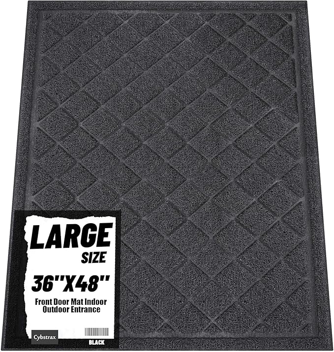 Front Door Mat Indoor Outdoor Entrance, 36" x 48" Heavy Duty All-Season All-Weather Waterproof Doormat Trap Dirt and Moisture Easy Clean Low Profile Patio Porch Entryway Mat