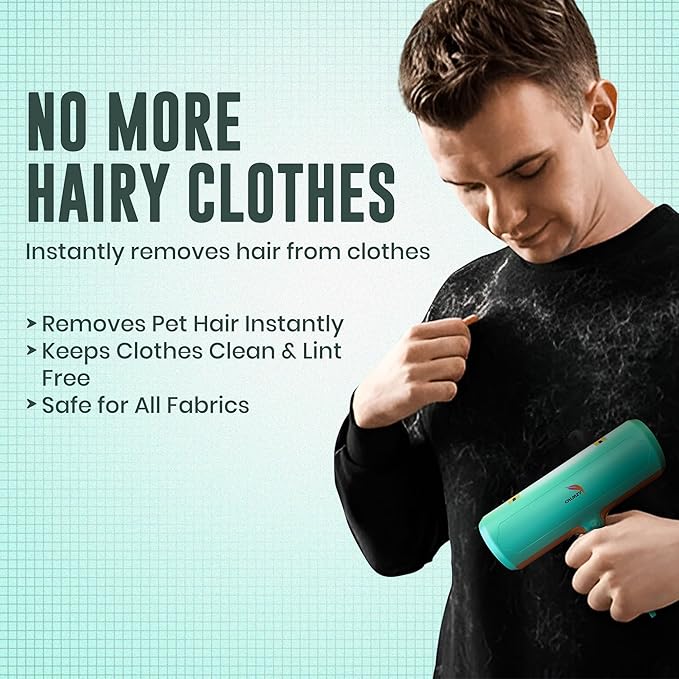 CALMZY Pet Hair Removal Tool, Reusable Lint Roller for Pet Hair, Dog Hair Remover Couch for Cleaning Rug, Carpet, Bed, Cat Hair Remover & Updated 2025, Pet Hair Remover Roller (Green and Orange)