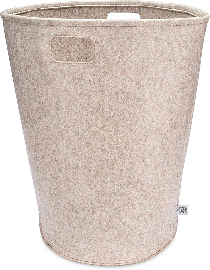 Parker Baby Nursery Laundry Hamper - Large Felt Storage Basket and Baby Hamper for Nursery (Oatmeal)