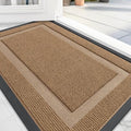 OLANLY Front Door Mat Indoor Outdoor Entrance, Waterproof All-Season, All-Weather Doormat, Sturdy Natural Rubber, Fade Resistant, Low Profile, Easy Clean Patio Porch Entryway Mat, 71x23, Light Borwn