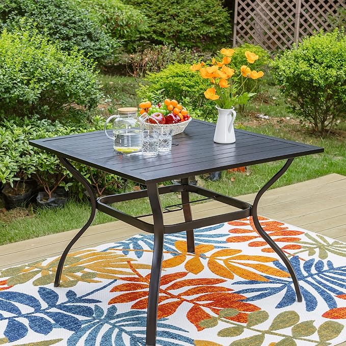 PHI VILLA 37" Patio Table for 4, Metal Outdoor Dining Table