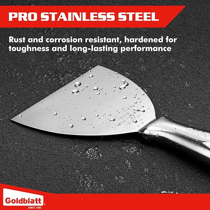 Goldblatt 3-Pack Putty Knife Set(4",5",6"), One-Piece Paint Scraper Tool, All Stainless Steel Joint Knife, Flexible Blade, Seamless Design, Ergonomic Grip - for Drywall Repairing, Finishing, Scraping