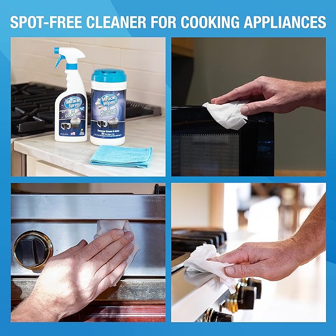 MiracleWipes for Microwaves and Cooktops, Easily Removes Food and Grime Buildup, Safe and Convenient Stove Top Cleaner, Great for Home and Kitchen Use - 60 Count