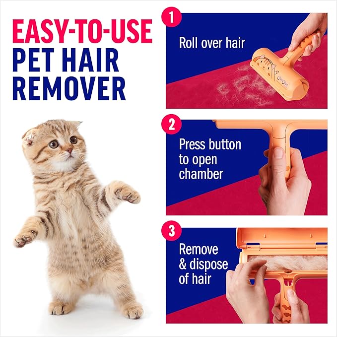 ChomChom Roller Pet Hair Remover - Reusable Cat and Dog Lint Rollers for Furniture, Couch, Car, and Clothes - Limited Cat Edition﻿