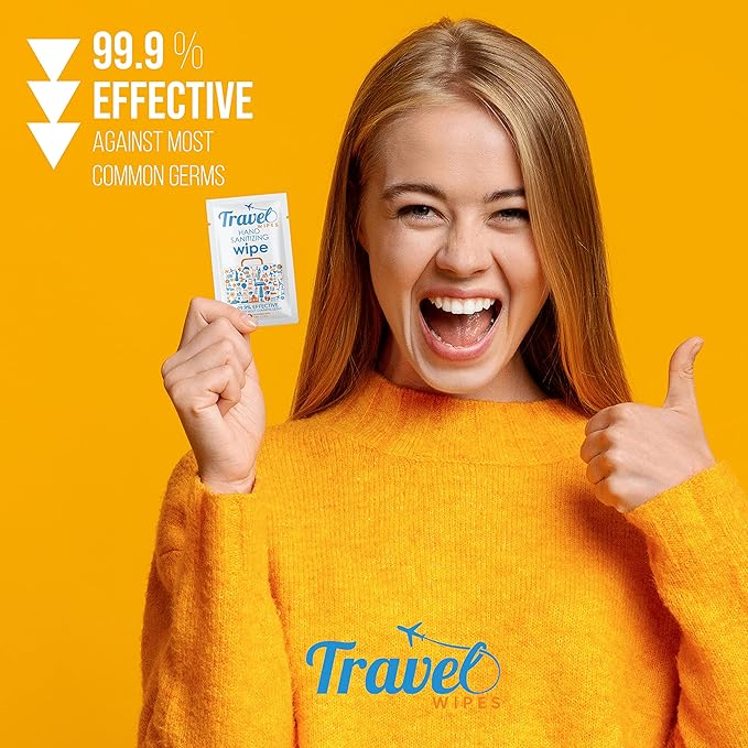 Hand Sanitizing Travel Wipes – 30ct Individually Wrapped | Fragrance-Free, Moisturizing, 70% Isopropyl Alcohol Wipes | Travel, Home, Office, Daily Use | Made in USA