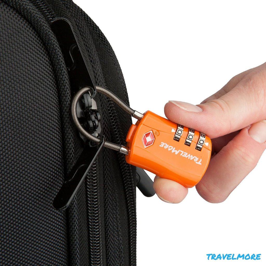 8 Pack TSA Approved Travel Combination Cable Luggage Locks for Suitcases - 4 Black & 4 Orange
