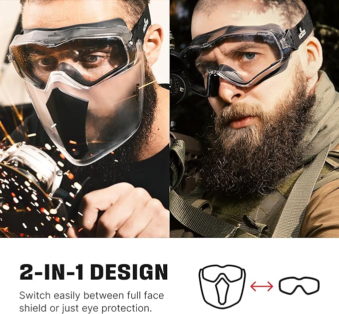 NoCry Safety Face Shield Mask for Work with Premium Anti Fog and Anti Scratch Technology — Durable ANSI Z87.1 Certified Grinding Face Shield with Extreme Impact Resistance