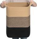 CLHMILY&Z 75L Laundry Basket Rectangular Black Jute Rope - 16x13x22 Inches - Dirty Clothes and Soft Storage Bin for Blankets, Toys, and Nursery Essentials
