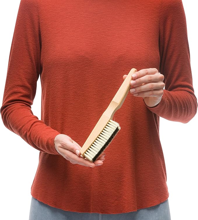 REDECKER Natural Pig Bristle Cashmere Brush with Oiled Beechwood Handle, 10-Inches Long, Two Layers of Bristles for Gentle and Thorough Cleaning, Made in Germany - Pig Bristle Brush
