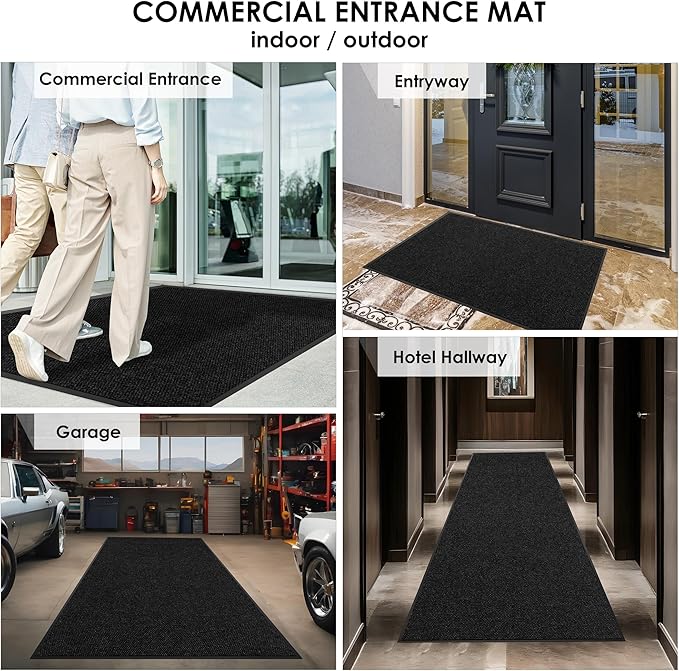 2′ x 21′ Front Door Mat Indoor Outdoor Entrance, Commercial Floor Mat Heavy Duty Dirt Trapper Entryway Doormat, Custom Size Non Slip Rubber Backing Welcome mat, Door Mat for High Traffic Area