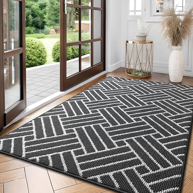 OLANLY Large Indoor Door Mat, 59x35 Inch, Dirt Resistant and Absorbent, Non-Slip Rubber Backing Floor Mats, Easy Clean Low-Profile Doormat for Entryway, Front Door, and Inside Entrance, Charcoal