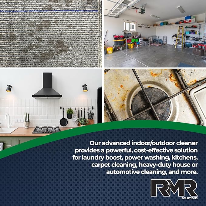 RMR Degreaser and Cleaner - Ready to Use Indoor/Outdoor Formula Works on Contact, For Heavy-Duty Cooking Surfaces, Indoor, Outdoor, Automotive, and Equipment Cleaning, 1 Gallon