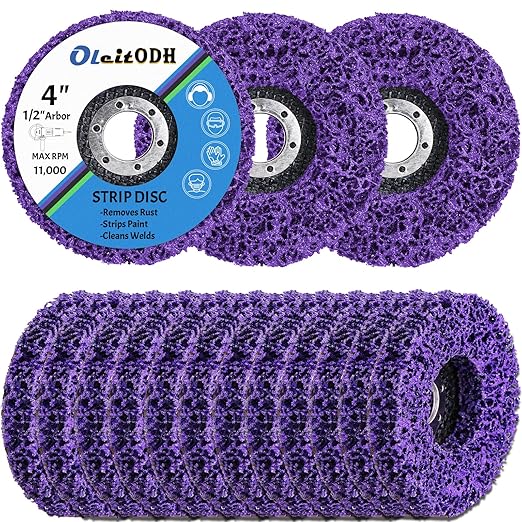 15 Pcs 4.5" x 1/2" Strip Discs Bulk, Paint Stripping and Rust Removal Wheels for Angle Grinders, Abrasive Grinding Discs for Metal, Wood, and Fiberglass, Purple