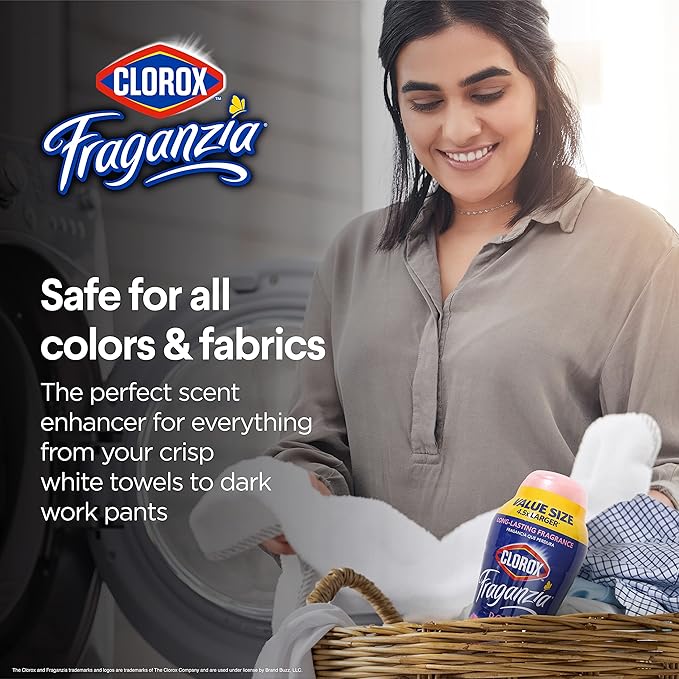 Clorox Fraganzia Laundry Scent Booster Crystals in Rose Scent - Scented In-Wash Freshener Beads for Fresh, Clean, Great Smelling Clothes and Linens, 70 Oz