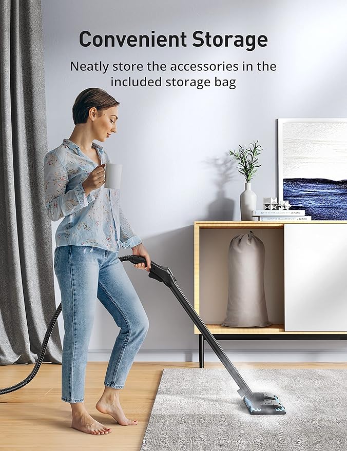 Steam Cleaner, 293°F 58 PSI Powerful Multipurpose Handheld Steam Mop for Home Use, 21 Attachments, 50Oz Capacity, Heavy Duty Steamer for Carpets, Floors, Cars, Tiles, Crack Cleaning, Blue